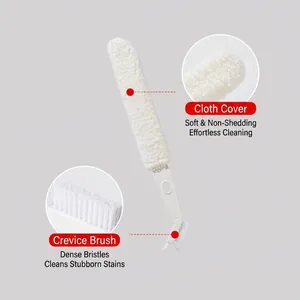 Brosse de nettoyage multifonctionnelle pour climatiseurs avec housse en tissu lavable