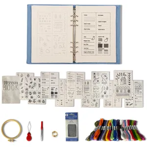 Kit complet de livre de points de broderie DIY avec classeur, motifs et fils