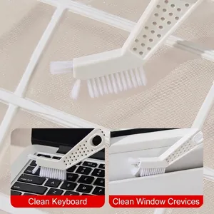 Brosse de nettoyage coudée à double tête pour clavier, rails de fenêtre et clim