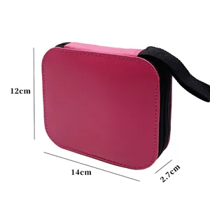 Detaillierte Maßansicht der pinken quadratischen Nähzeugtasche, Größe 14x12x2,7 cm