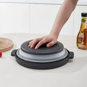 Couvercle de micro-ondes pliable en silicone se compressant pour rangement facile