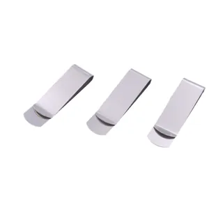 Set di tre fermasoldi minimalisti in acciaio inossidabile argento e portapenne portatili