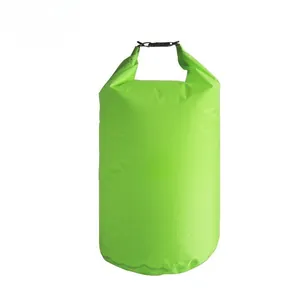 Durable lime green lightweight polyester waterproof dry bag for outdoor rafting and swimming