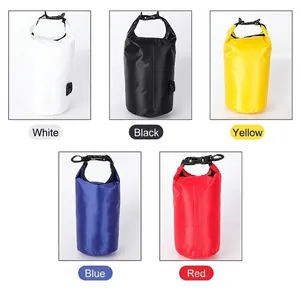 Set of five waterproof PVC dry bags in various colors for beach and outdoor swimming
