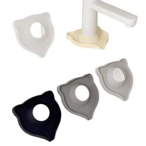 Cute cat-shaped silicone faucet splash guard and drip tray in various colors for sinks