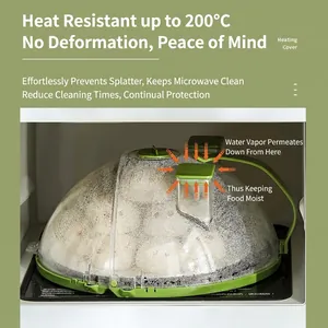 Microwave food heating cover with 200°C heat resistance and anti-splash dome design