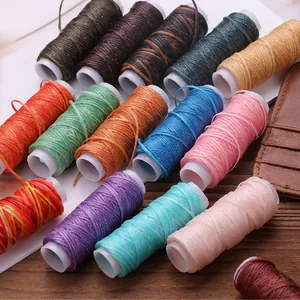 Assorted multi-color 150D flat waxed thread spools for leather sewing and DIY craft projects