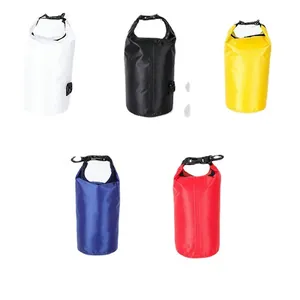 Set of multi-color PVC waterproof dry bags for outdoor swimming and drifting activities.