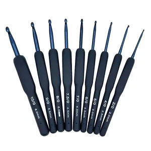 Professional Soft Handle Crochet Hooks Set Aluminum Ergonomic TPR Grip DIY Knitting Needle Tool For Handmade Weaving Craft