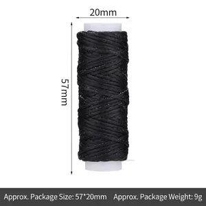 Professional black flat waxed thread spool 150D for leather sewing and DIY crafts