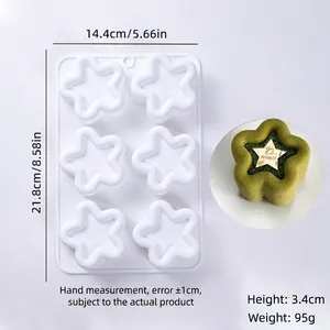 Professional 6-cavity star-shaped silicone mousse mold for DIY baking and cake decorating