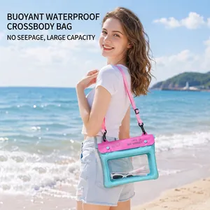 Pochette Imperméable pour Téléphone Universelle Grande Capacité Sac à Bandoulière Écran Tactile pour Natation Plongée Plage Extérieur