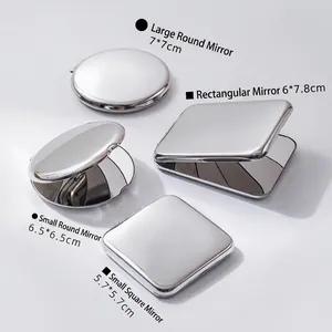 Portable Stainless Steel Double Sided Folding Makeup Mirror Double Sided Flip Pocket Cosmetic Mirror Handheld Desktop Mirror