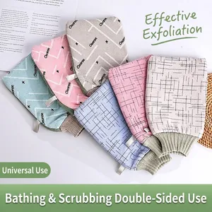 Gant Exfoliant Double Face Moufle de Bain Épaissi Polyester Scrubber de Nettoyage Profond Avec Poignet Élastique pour le Corps