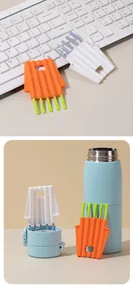Detailed view of multifunctional crevice cleaning brush for bottle caps and keyboards.