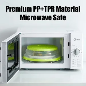 Collapsible microwave heating splatter cover lid made of heat-resistant PP and TPR material