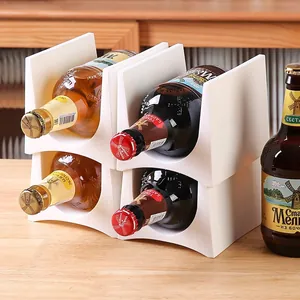 Minimalistischer stapelbarer weißer Flaschen-Organizer für Wein- und Bierflaschen