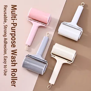 Rouleau Antipeluche Lavable Réutilisable en Plastique pour Poils d'Animaux Brosse de Nettoyage de Poussière de Vêtements Avec Couvercle Outil Ménager