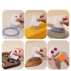 Multifunctional 6-in-1 gap cleaning brush tool for kitchen sink and home crevices