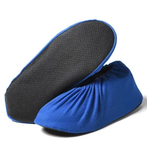 Wiederverwendbare rutschfeste blaue Stoffüberschuhe für Heim, Büro und Schule