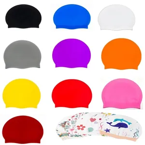 Adult Unisex Silicone Swim Cap High Elastic Waterproof Solid Color Swimming Hat For Men Women Professional Training Pool Gear