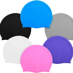 Multi-color silicone swim caps for adults with high elasticity and comfortable fit.