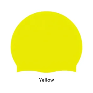 Vibrant yellow high-elasticity silicone swim cap for adults, waterproof swimming gear
