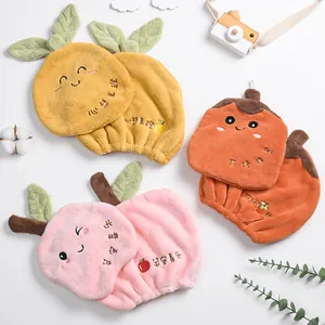 Lot de trois bonnets de douche en microfibre absorbante pour enfants avec motifs de fruits mignons