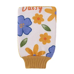 Floraler Peeling-Badehandschuh mit Gänseblümchen-Muster für Körperpeeling