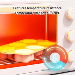 Molde para pasteles de silicona con forma de flor de 6 cavidades de -40 a 220°C