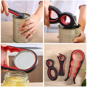 Multifunktionales 5-in-1 Flaschen- und 4-in-1 Glasöffner-Set in Rot und Schwarz