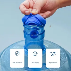 Reusable blue silicone water bottle sealing cap with durable high elasticity design