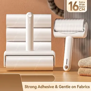 Large 16cm wide lint roller with replacement refills for pet hair and clothes cleaning.