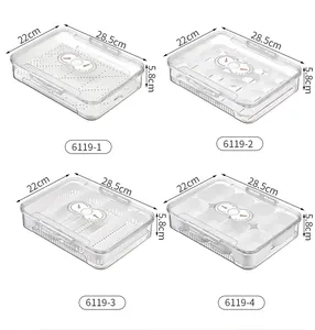 Set of 4 clear refrigerator organizers with timer lid, 28.5x22x5.8cm size