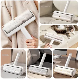 White lint roller with refill, versatile pet hair and dust remover for home and car cleaning