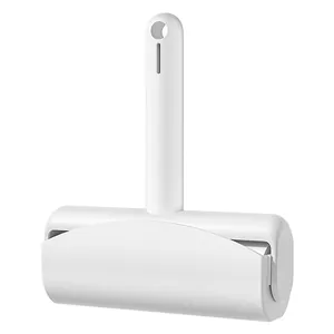 White 16cm lint roller with ergonomic handle and protective cover for pet hair
