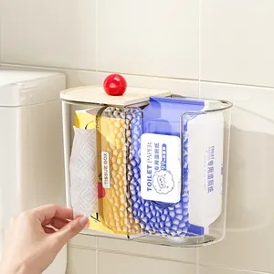 Wandmontierte Transparente Acryl Taschentuchbox Wasserdicht Doppelkammer Papierhandtuchhalter Für Badezimmer Küche Moderne Aufbewahrungsbox