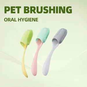 Pet Finger Toothbrush Set Long Handle Oral Cleaning Tool PP TPR Soft Bristle Tooth Brush for Dogs Cats Dental Care