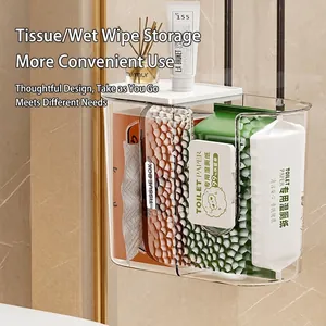 Caja dispensadora transparente de pared para pañuelos y toallitas húmedas de baño moderno