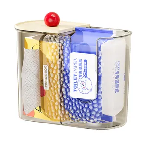 Wandmontierte Acryl-Taschentuchbox mit zwei Fächern für trockene und nasse Papieraufbewahrung