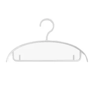 Minimalist white non-slip plastic hanger for baby clothes with anti-shoulder bump design