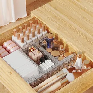 Modular Transparent Plastic Drawer Organizer Divider Adjustable Free Combination Grid Separator For Clothes Makeup Home