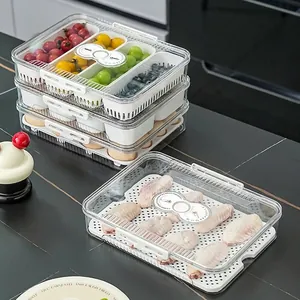 Stackable refrigerator storage box with freshness timer dial and dividers