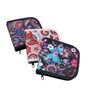 Floral pattern zippered sewing kit storage bags in three colorful assorted designs.