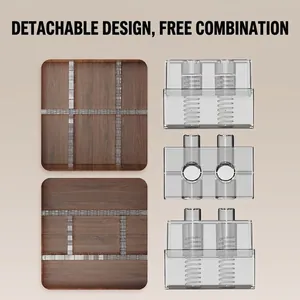Flexible modular drawer divider system with wood grain trays and adjustable plastic inserts