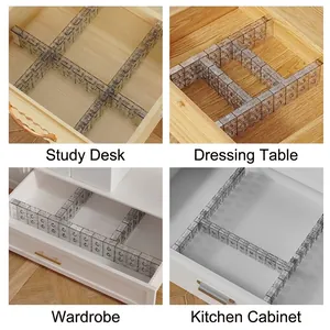 Adjustable transparent plastic drawer dividers for multi-scene storage organization