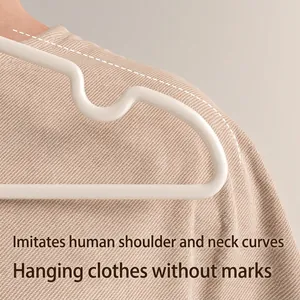Close-up of a white minimalist clothes hanger featuring an ergonomic shoulder-fit design.
