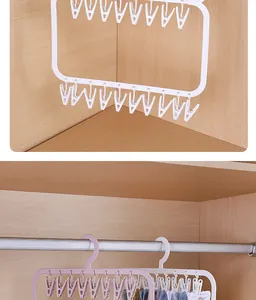Multi-clip folding drying rack for socks and small laundry items inside a closet