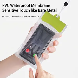 Universelle transparente wasserdichte Handytasche mit grünem Siegel zum Schwimmen