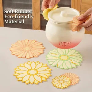Daisy Sunflower Silicone Coaster Heat Resistant Placemat Nordic Style Floral Table Mat Non-slip Bowl Pot Holder Home Decor